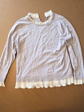 Vila Milano Lavender Sweater with White Ruffle Collar